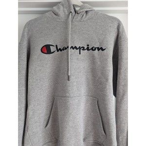 Champion Hoodie Sweater Sweatshirt Size Mens Medium Grey Long Sleeve